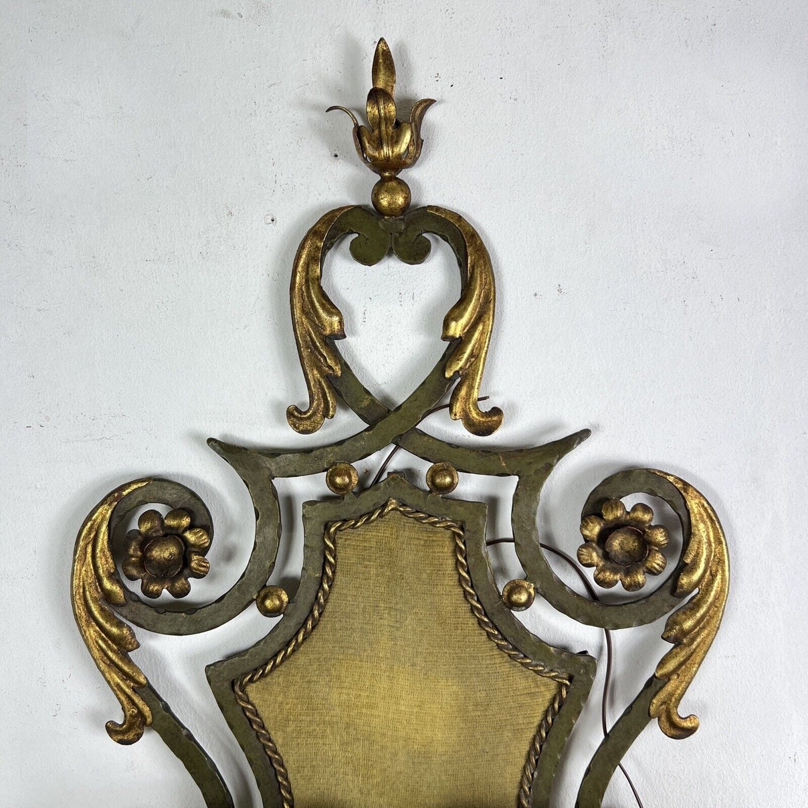 Applique vintage stile antico in ferro battuto verde oro lampada da parete - immagine 4