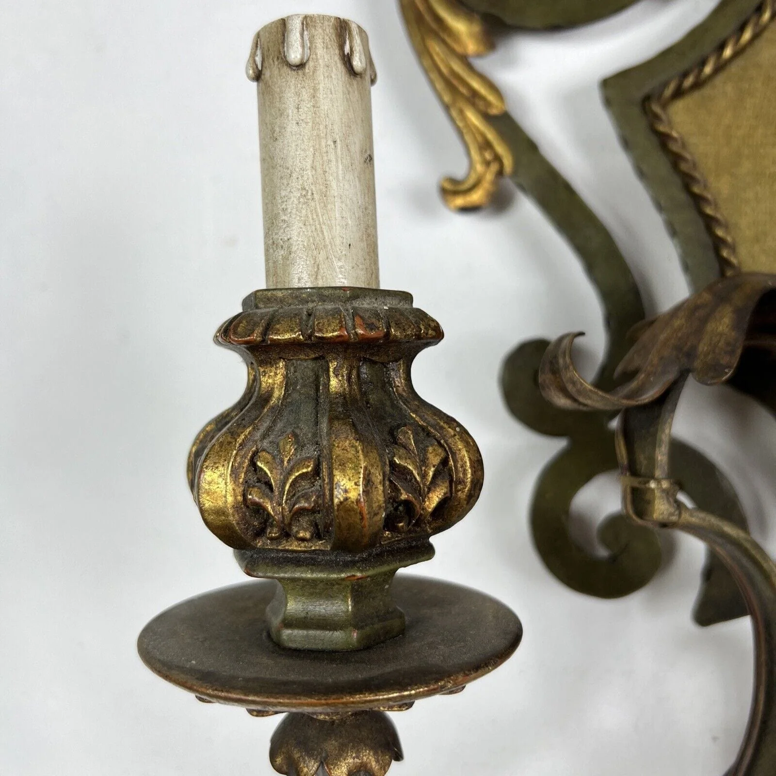 Applique vintage stile antico in ferro battuto verde oro lampada da parete - immagine 7